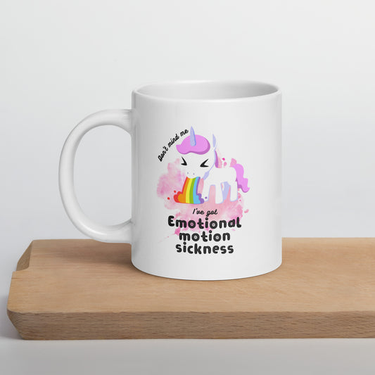 Emotional Motion Sickness White Glossy Mug